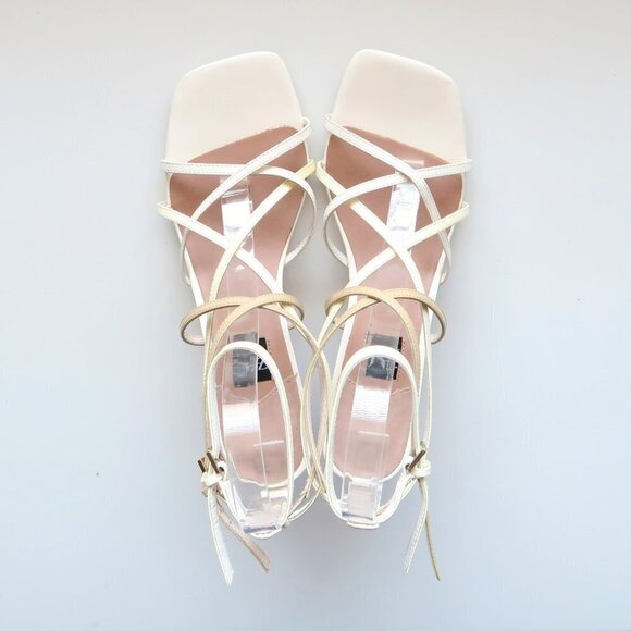 Zac Posen Angie White Patent Leather Strappy Square Toe Sandals Summer Shoes 8 - Picture 4 of 16